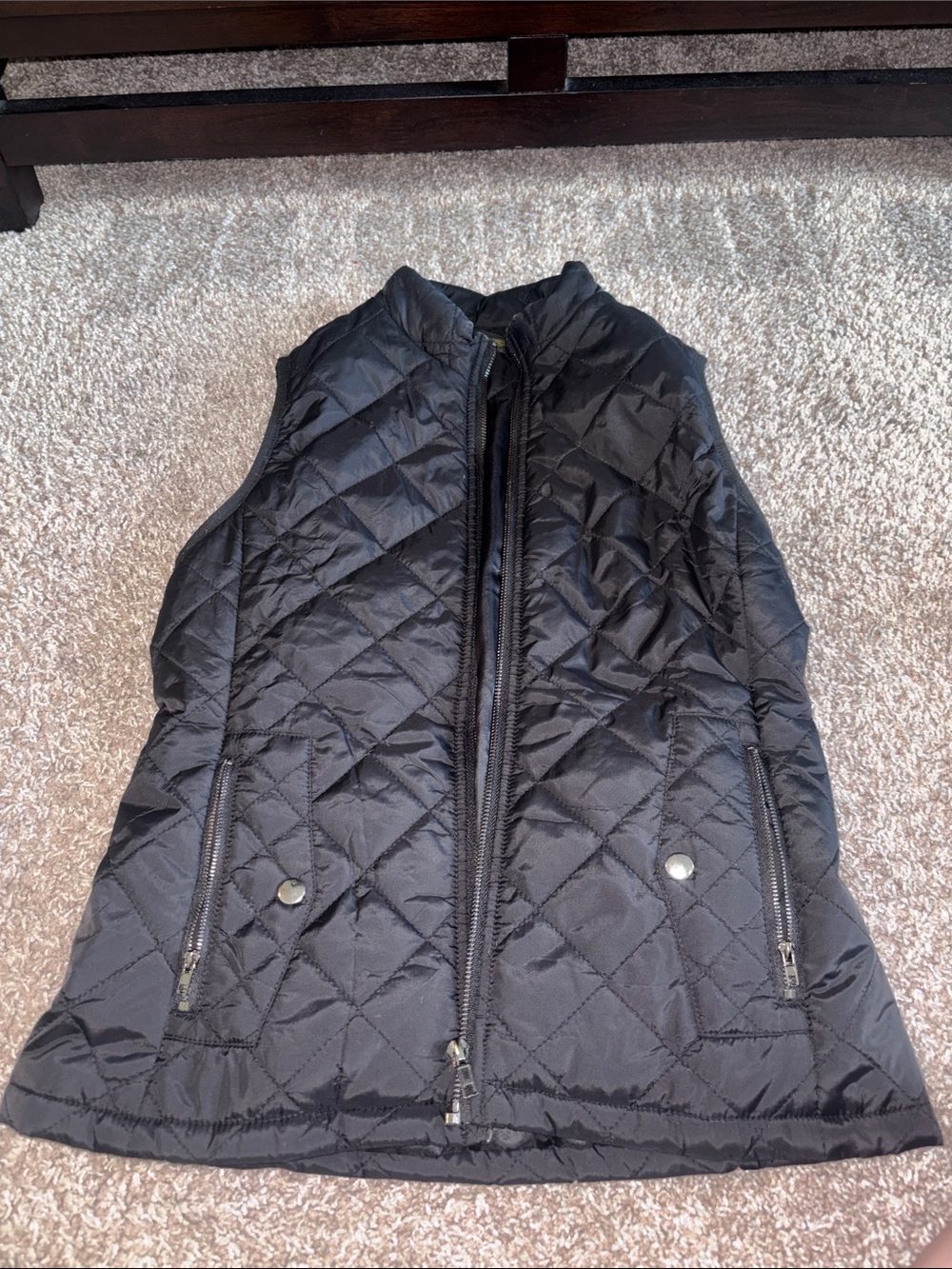 Quilted Black Sleeveless Puffer Vest